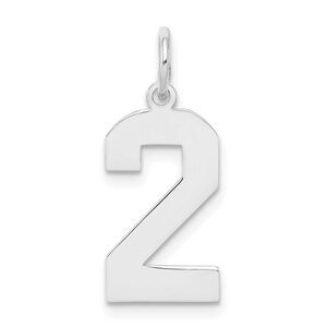 Sterling Silver, Athletic Collection Medium Polished Number 2 Pendant